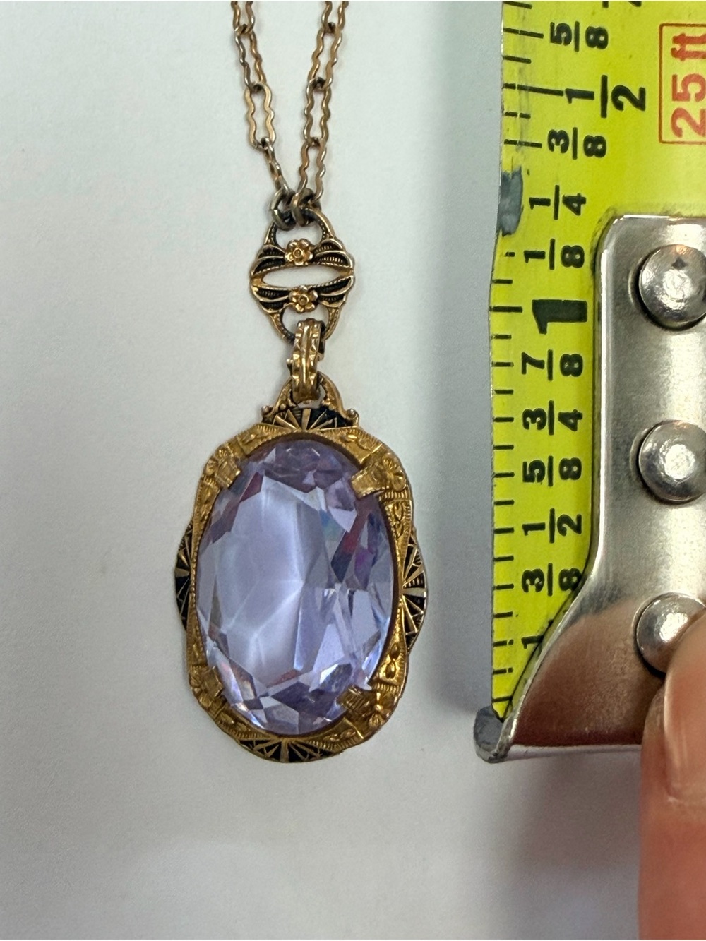 Antique Edwardian oval purple blue stone necklace - Picture 3 of 8
